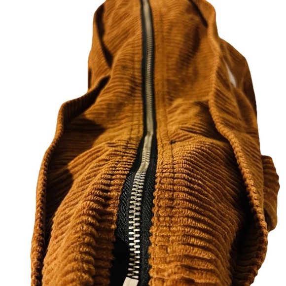 Vintage Style Zara Corduroy Rich Brown Front Pocket Large Tote Bag Women’s - Picture 5 of 10